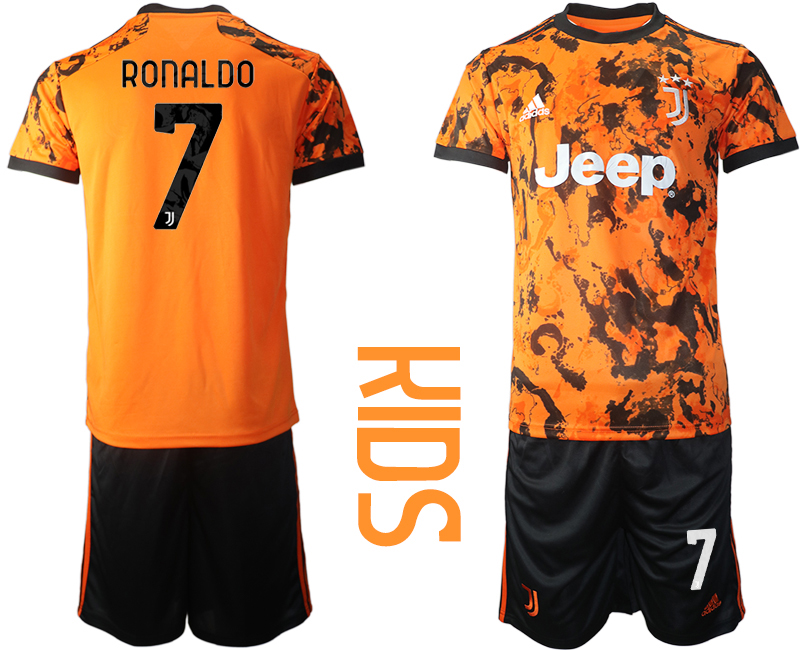 Youth 2020-2021 club Juventus away orange #7 Soccer Jerseys->barcelona jersey->Soccer Club Jersey